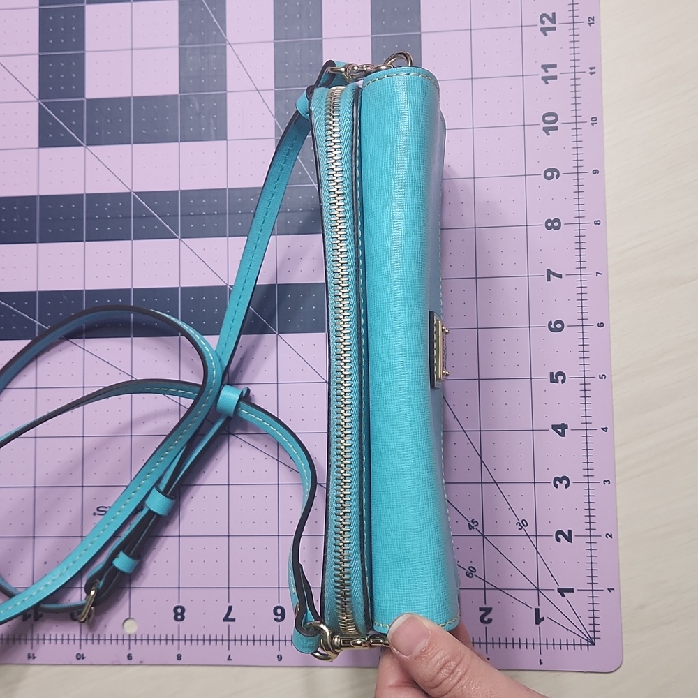 Dooney & Bourke ⭐️ Saffiano slim cross body Teal 🩵 Robbins Egg Blue - Picture 5 of 10